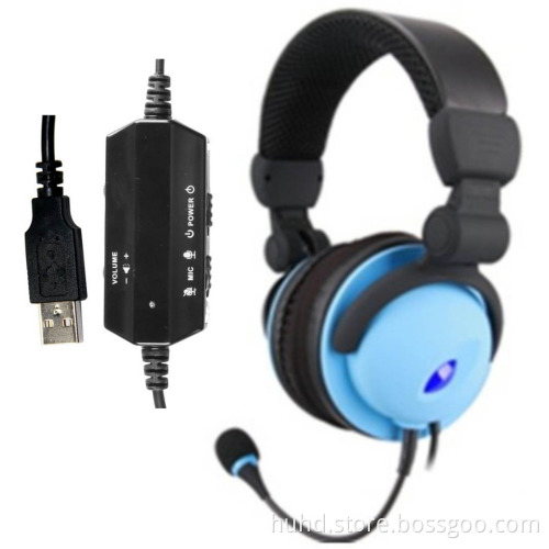 Surround sound 7.1 Channel LED light PC computer Gaming Headset with detachable mic